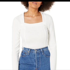 BB DAKOTA By Steve Madden Optic White Ribbed Long Sleeve Top SIZE US XL NWT NEW